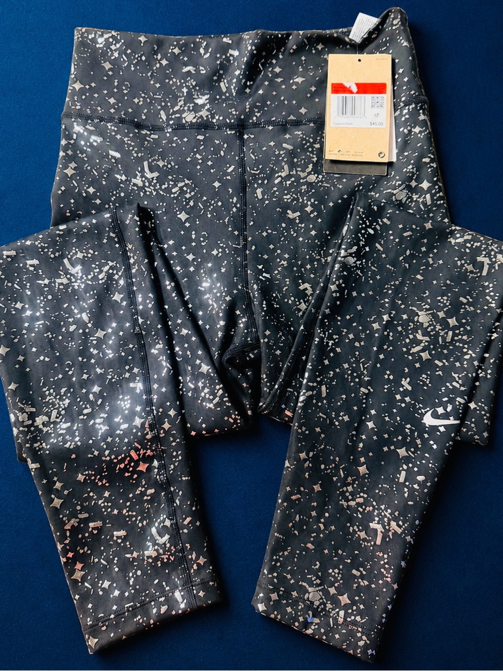 Nike Black Speckled High-Waist Jeggings with Pink and White Flecks